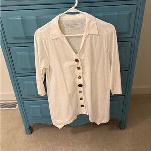 Soft Surroundings Danielle shirt with unique buttons and snaps